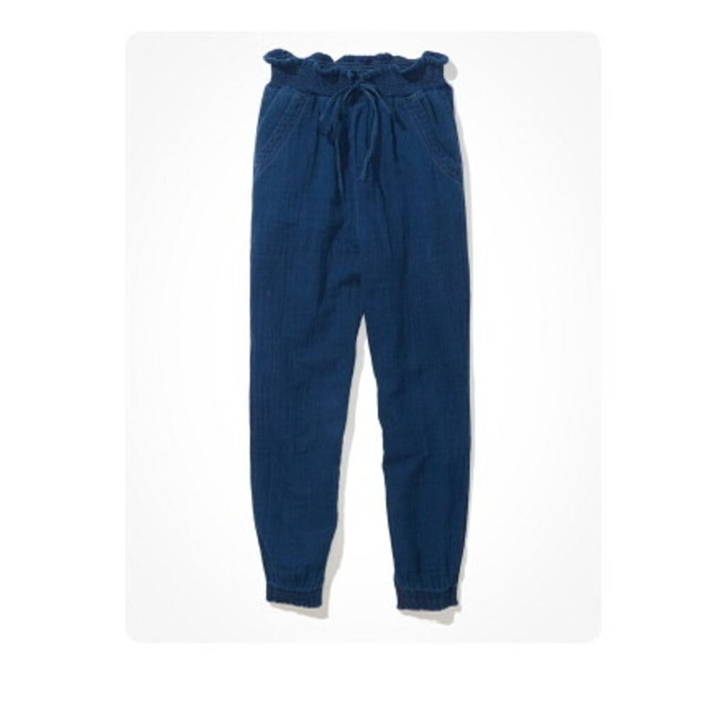 American Eagle AE Lounge Harem Jogger Pants Dark Wash Blue Size XS 100% Cotton